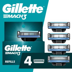 Gillette Mach3 Mens Razor Blades Refill Cartridges, 4 ct"