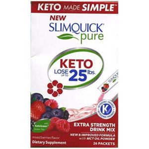 SlimQuick KETO Extra Strength Drink Mix, Mixed Berry, 26 Count"