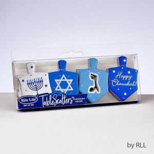 BD-13178 2.5 in. Chanukah Tablescatters Chopboard Foiled Dreidels, Blue - 20 Piece