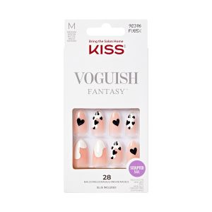 KISS Voguish Fantasy, Press On Nails, Coastal Dream, White, Medium Almond, 28 Count"