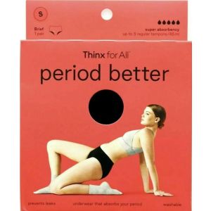 Thinx for All Women's Super Absorbency Brief Period Underwear - Black S - NEW