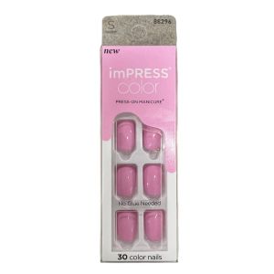 KISS imPRESS No Glue Mani Press On Nails, Color, Self Care', Pink, Short Size, Squoval Shape, Includes 30 Nails, Prep Pad, Instructions Sheet, 1 Manicure Stick, 1 Mini File"