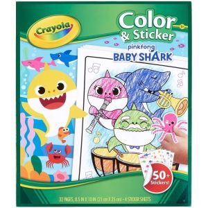 Crayola Baby Shark Coloring Pages & Stickers, 32 Pages, Child, Ages 3, 4, 5, 6, Unisex"