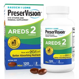 PreserVision AREDS 2 Formula + Multivitamin, Eye Vitamin and Mineral Supplement with Lutein & Zeaxanthin–From Bausch + Lomb, 120 Soft Gels (MiniGels)"