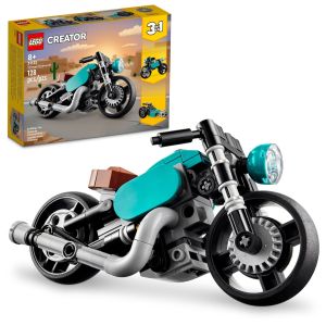 LEGO Creator 3 in 1 Vintage Motorcycle Set, Transforms from Classic Motorcycle Toy to Street Bike to Dragster Car, Building Toys, Great Gift for Boys, Girls, and Kids 8 Years Old and Up, 31135"