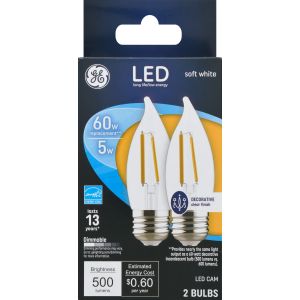 GE LED 7-Watt Chandelier Medium Base Clear Bulbs