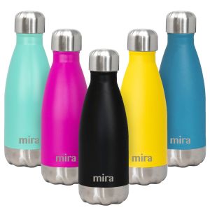 MIRA 12 oz Double Wall Vacuum Insulated Stainless Steel Water Bottle with Screw Cap, Black"