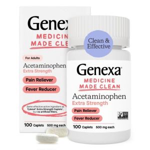 Genexa Acetaminophen 500mg Extra Strength Pain Reliever & Fever Reducer Caplets, 100 Count"