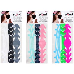 Scunci Adjustable Ear Strap Saver, Extender Holder,Comfortable Band Clip for avoiding Ear Pain, 3-Pack Colors are Shipped at Random"