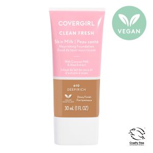 COVERGIRL Clean Fresh Skin Milk, Clean Vegan Formula, Rich/Deep, 1 fl oz, Lightweight Foundation"