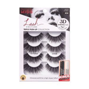 KISS Triple Push-Up Collection Fake Eyelashes Multipack, ‘Bombshell’, 4 Pairs"