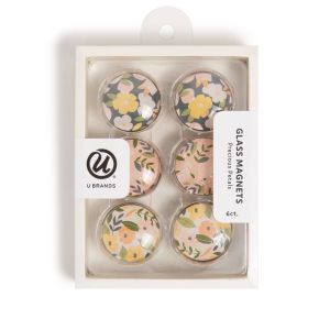 U Brands 6ct Round Glass Magnets - Precious Petals