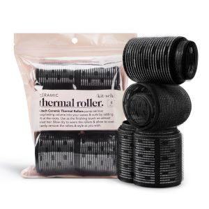 Kitsch Ceramic Thermal Hair Rollers for Short & Long Hair, 8pcs Black"