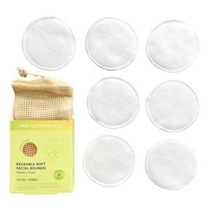 Mei Apothecary Reusable Soft Facial Rounds with Machine Washable Bag 7 Count Rounds and 1 Mesh Pouch