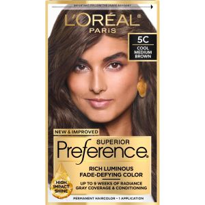 L'Oreal Paris Superior Preference Fade-Defying Permanent Hair Color, 5C Cool Medium Brown, Unisex, 1 Kit"