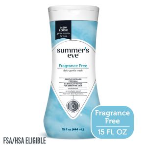 Summer’s Eve Fragrance Free Gentle Daily Feminine Wash, Removes Odor, pH Balance, 15 fl oz"