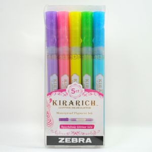 Zebra Kirarich Chisel Tip Glitter Highlighter Set 5/Pkg-Assorted Colors