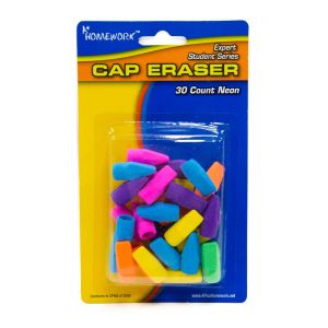 Assorted Colors Eraser Cap - 30 Pack Case Pack 48