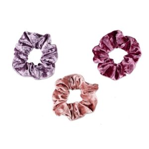 Scunci Original Scrunchies in Velvet Texture in Warm Winter Color Fashion Palette, 3ct"