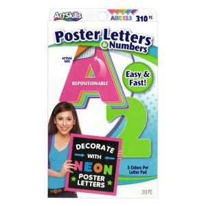 ArtSkills 2.5"" Paper Letters and Numbers for Poster Boards, Kids School and Craft Projects, Neon Colors, 310 Count"