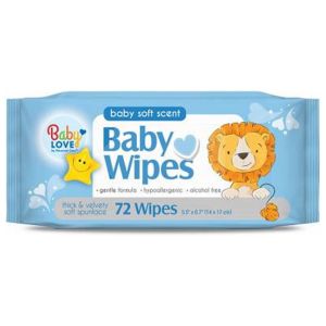 Baby Love 11932-12 Spunlace Baby Wipes, Alcohol-Free, 72-Ct. - Quantity 12"