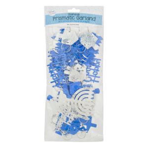 31463036 8 Ft. Holographic Silver & Blue Chanukah Hanukkah Decorative Garland - Unlit