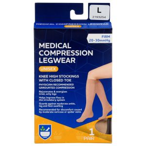 Rite Aid, Uni-Sex Classic Medical Stocking - Closed Toe, Knee High, Beige, Large, 1 Pair