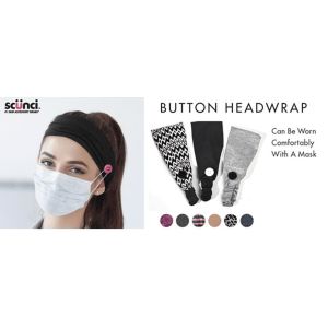 Scunci 1-Piece Button Hairband For Comfortable Mask Wearing - Save Your Ears! Stripes