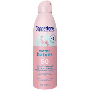 Coppertone WaterBabies Sunscreen Spray, SPF 50 Baby Sunscreen, 6 Oz"