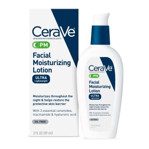 CeraVe PM Lotion Face Moisturizer, Lightweight Oil-free Night Cream for All Skin Types, 3 fl oz"