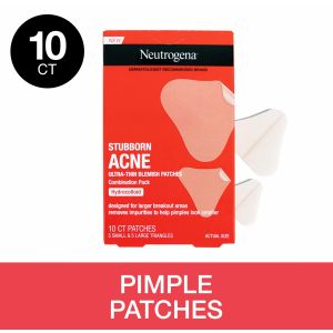 Neutrogena Stubborn Acne Treatment, Blemish Patches, Small and Large, 10 count"