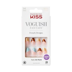 KISS Voguish Fantasy French Press-On Nails, 'Charmante', Pink, Medium Almond, 31 Ct."