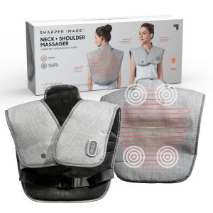 Sharper Image® Heated Neck and Shoulder Massager for Pain Relief Adjustable Heat Level Wrap & Vibrating Massage Spa Therapy Home Remedy Solutions