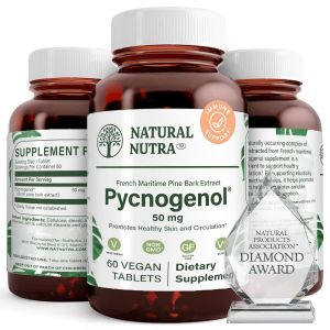 Natural Nutra Pycnogenol Supreme French Maritime Pine Bark Extract Supplement - 60 Vegan Tablets