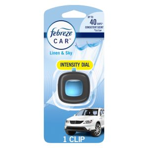 Febreze Car Air Freshener Vent Clip, Linen & Sky, 1 Count"