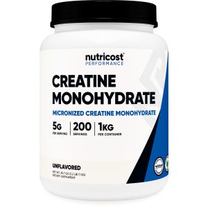 Nutricost Creatine Monohydrate Powder 1 kg (2.2LBS) Supplement- 200 Servings, Unflavored"