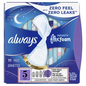 Always Infinity FlexFoam Pads, Size 5, Extra Heavy Absorb, Unscented, 11 Ct"