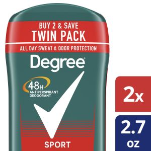 Degree Long Lasting Men's Antiperspirant Deodorant Stick Twin Pack, Sport, 2.7 oz"