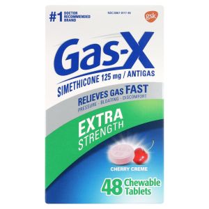 Gas-X Extra Strength Chewable Gas Relief Tablets with Simethicone 125 mg, Cherry - 48 Count"