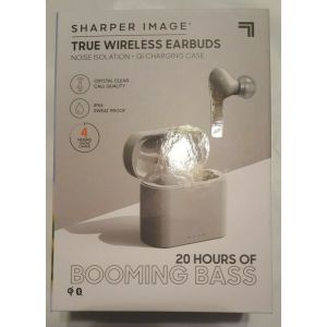 Sharper Image True Wireless Earbuds Qi USB Dual Charging Bluetooth Sweat Proof