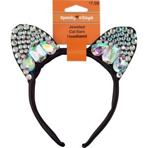 Spooky Village Jeweled Cat Ears Headband