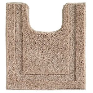 InterDesign Spa Microfiber Contour Bath Rug, Non-Slip Toilet Mat for Master, Guest, Kid's Bathroom, 23"" x 21"", Beige"