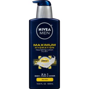 NIVEA MEN Maximum Hydration 3-in-1 Body Lotion, 16.9 Fl Oz Bottle"