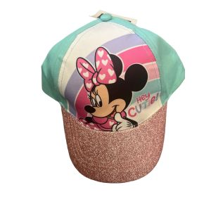 Girls Minnie Mouse Pink Glitter Snapback Hat – Adjustable Summer Disney Cap