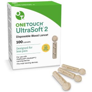 OneTouch Ultra Soft 2 Lancets | Fine 30G Lancets for Blood Testing | Compatible with Most Lancing Devices | Diabetic Lancets for Blood Glucose Monitor Kit, 1 Box (100 Lancets)"