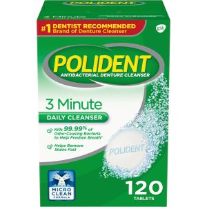 Polident 3 Minute Denture Cleanser Tablets - 120 Count, for Adults"