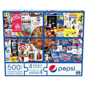 Pepsi 4 Puzzle Multipack 500-Piece Novelty Mega Puzzle for All Ages