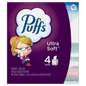 Puffs Ultra Soft Non-Lotion Facial Tissues, 48 Tissues per Cube, 4 Ct - 48 Ct | CVS