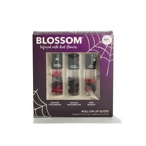 Blossom 3 Pack Gift Set Moisturizing Lip Gloss Tubes Roll on Lip Gloss Scented Color Change Lip Balm Infused with Real Flowers 0.3 Fl. Oz/9mL Sin