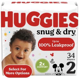 Huggies Snug & Dry Baby Diapers, Size 2 (12-18 lbs), 34 Ct (Select for More Options)"